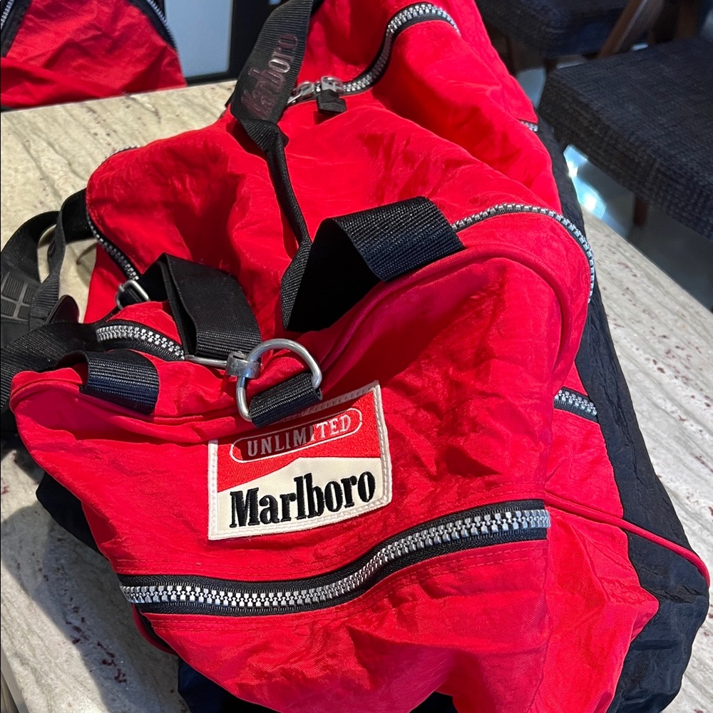 Marlboro Red and Black Duffel Bag